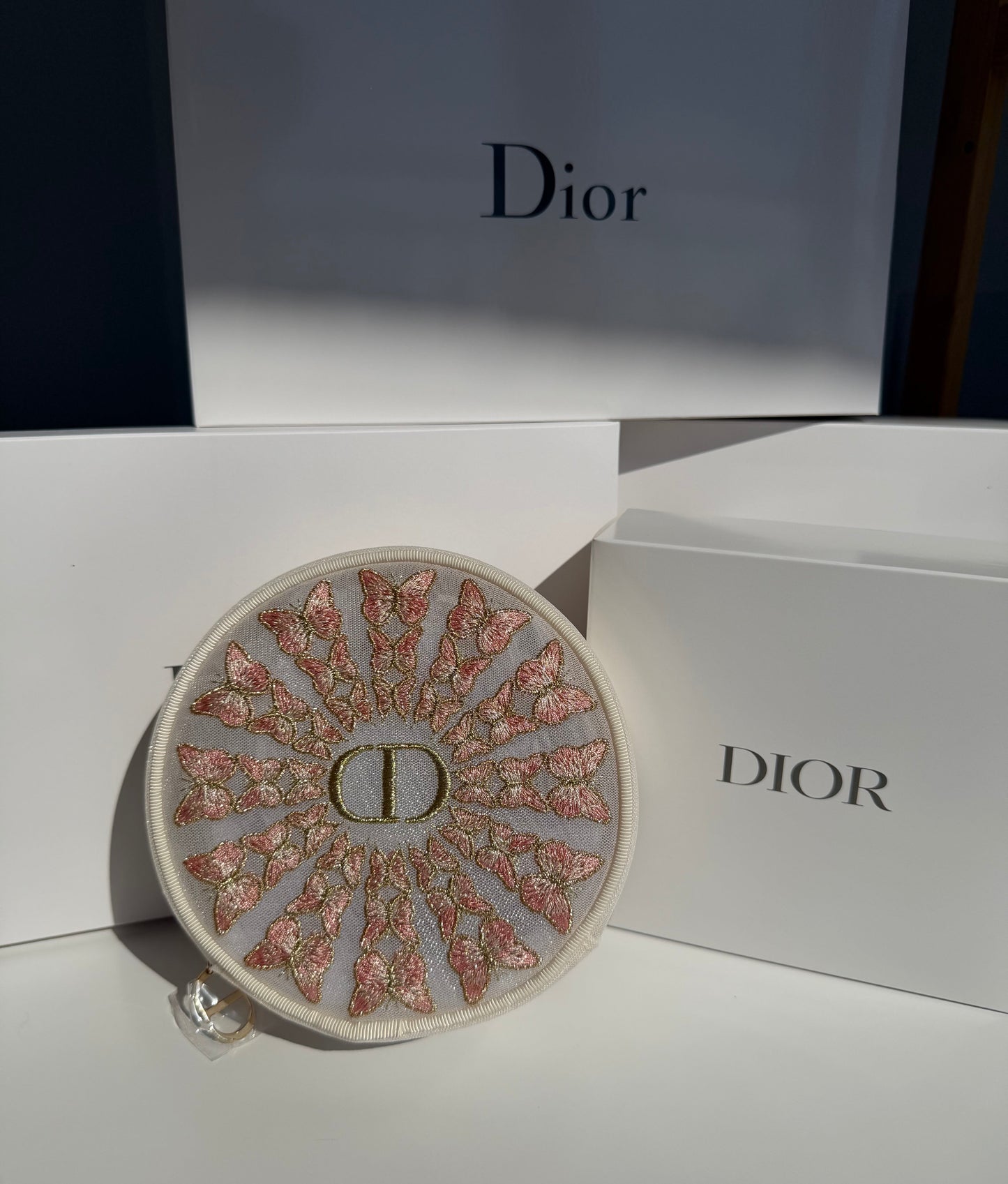 DIOR Beauty Embroidered Butterflies Round Pouch