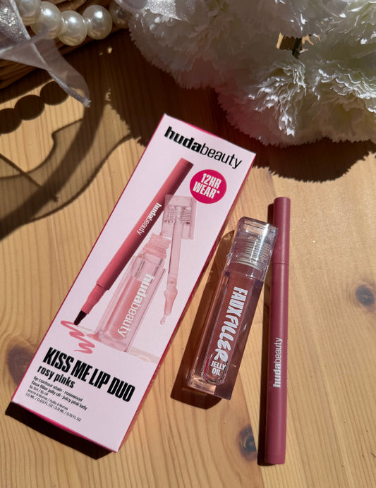 HUDA BEAUTY Kiss Me Rosy Pink Lip Duo