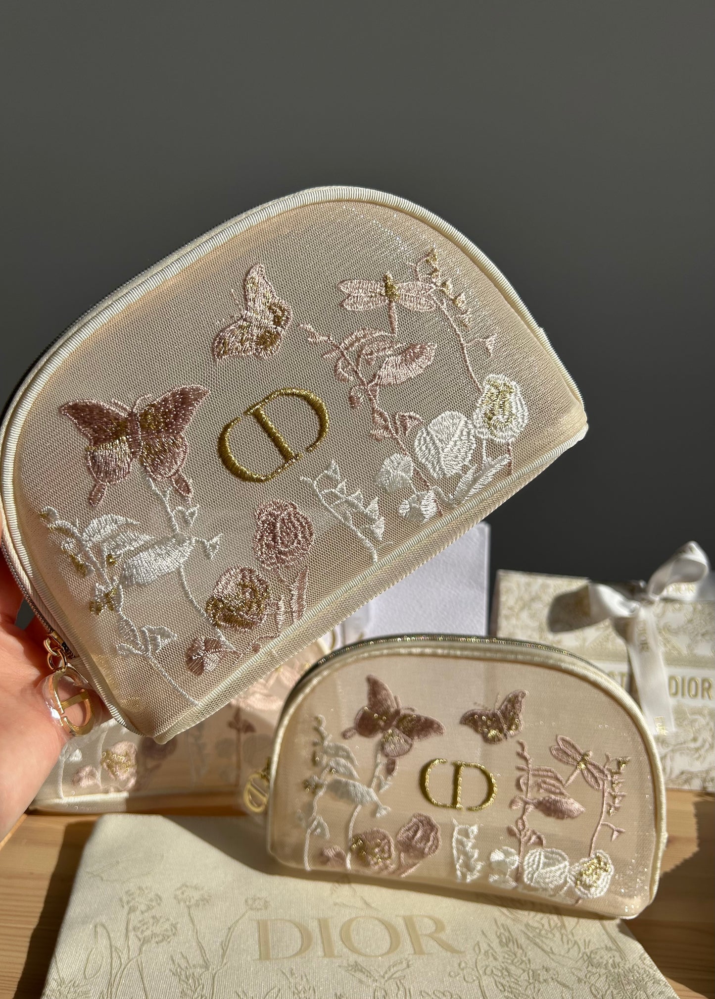 Dior Beauty Embroidered Butterflies and Dragonflies  Pouch