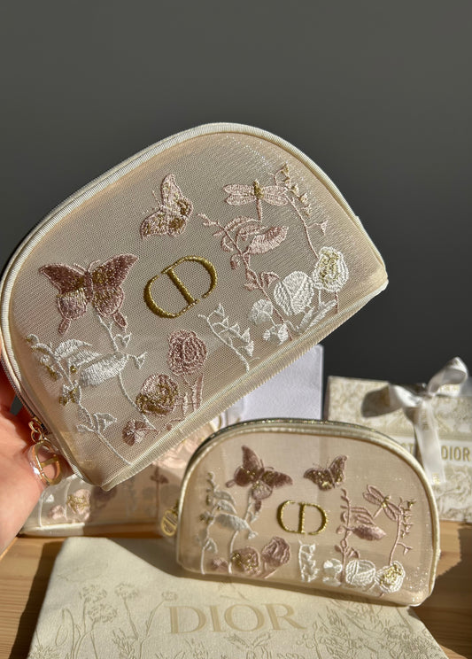 Dior Beauty Embroidered Butterflies and Dragonflies  Pouch