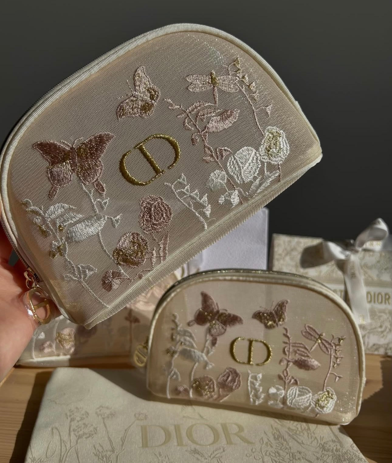 Dior Beauty Embroidered Butterflies and Dragonflies  Pouch