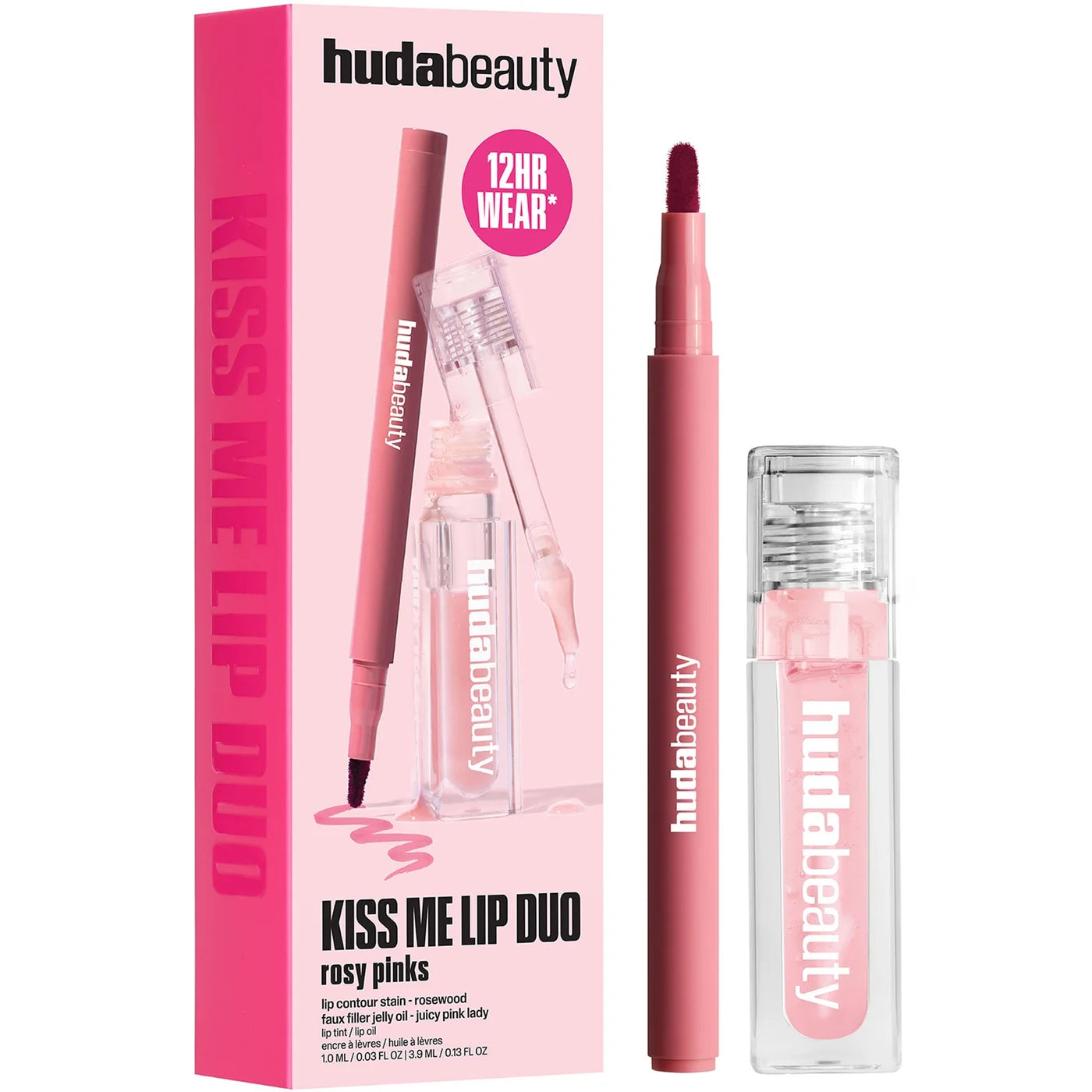 HUDA BEAUTY Kiss Me Rosy Pink Lip Duo